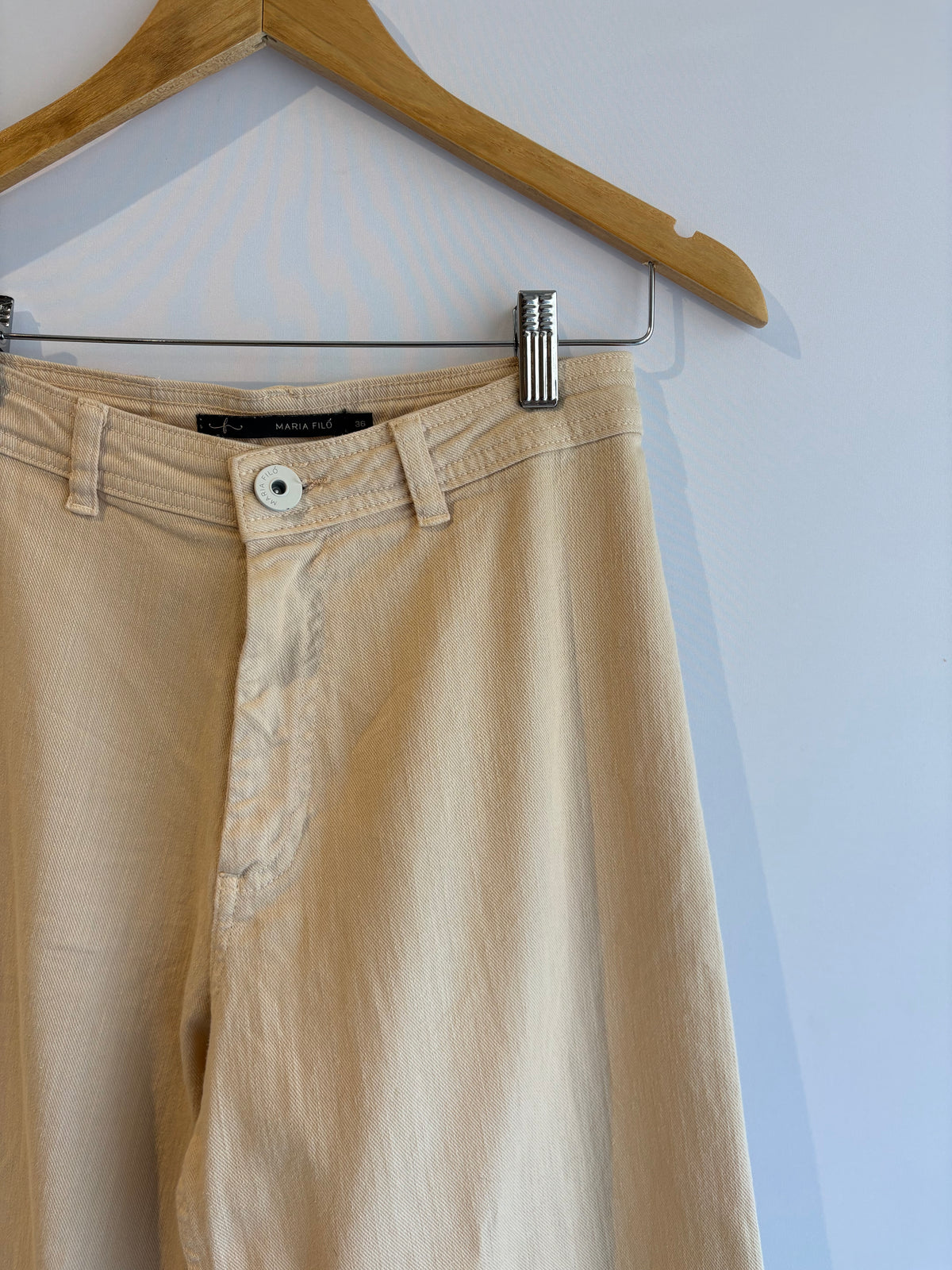 Maria Filó · Calça jeans bege wide leg – Tam. P