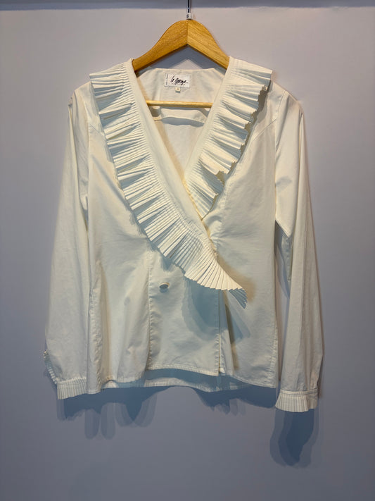 Camisa com gola em pregas – branco – Tam. P