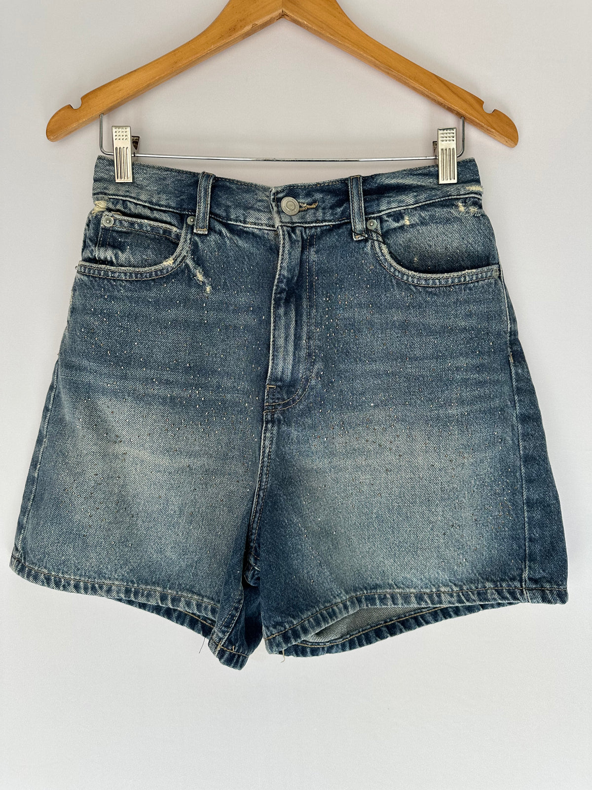 Zara · Bermuda jeans com brilhos