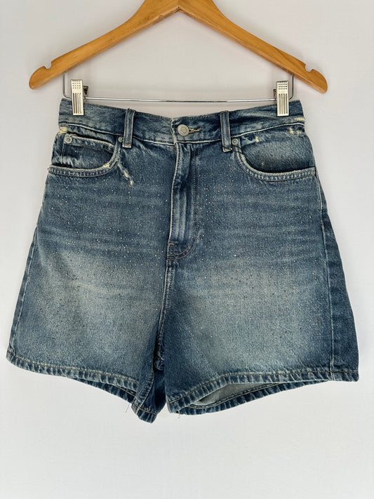 Zara · Bermuda jeans com brilhos