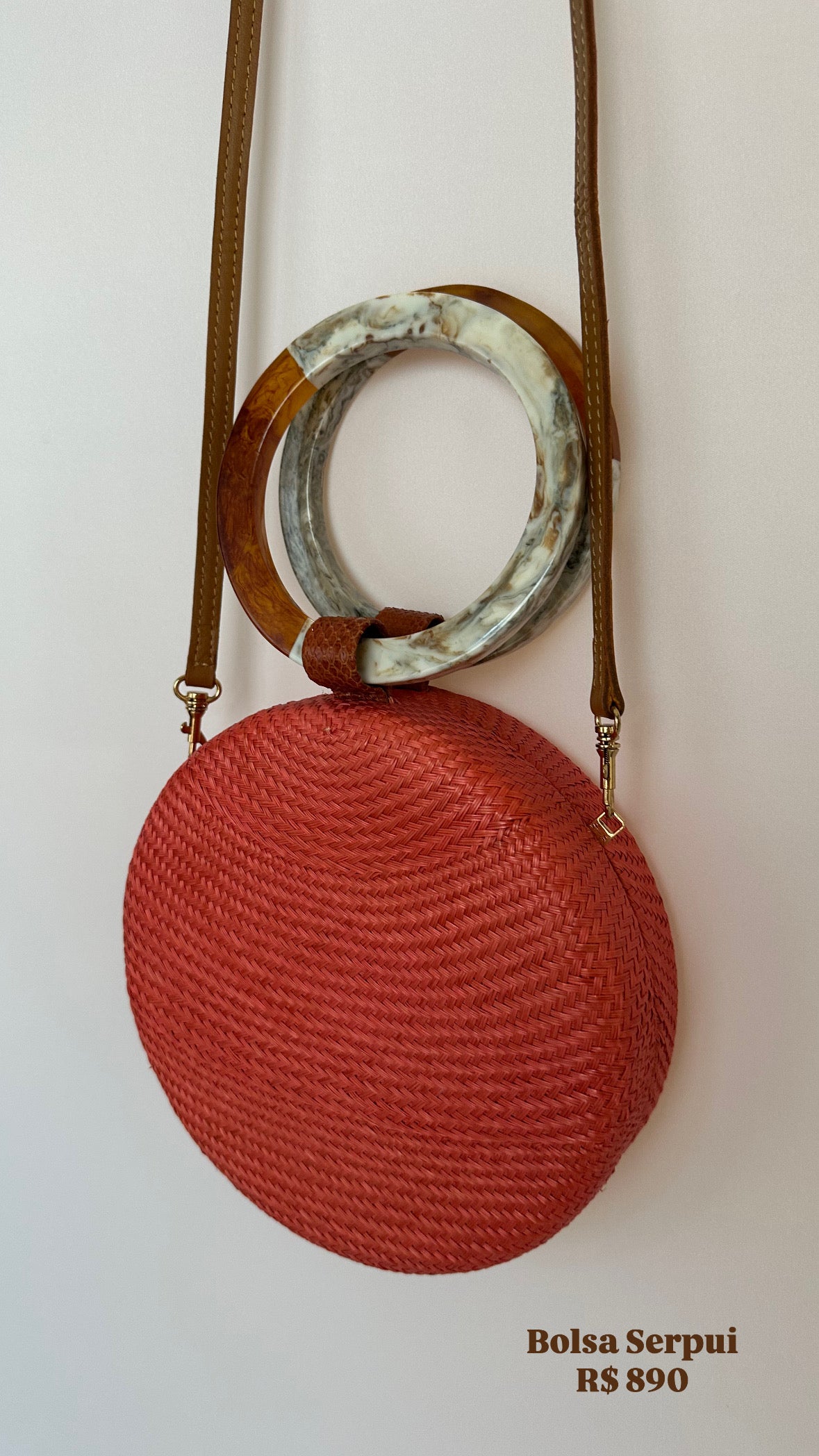 Serpui · Bolsa em palha – coral