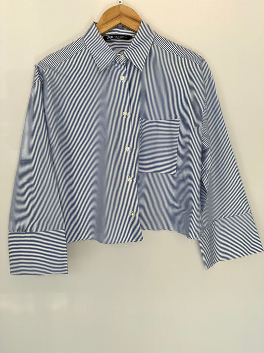 Zara · Camisa curta listrada