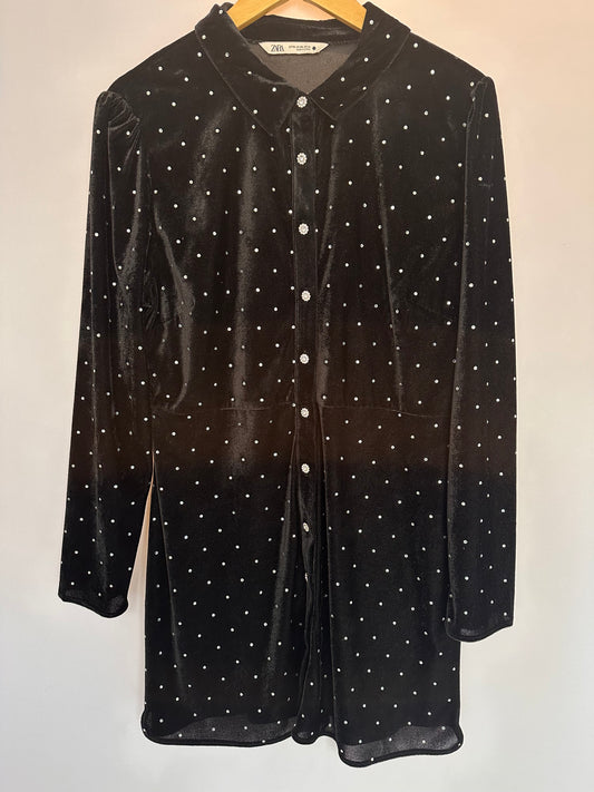 Zara · Vestido curto com aplicações de brilhos