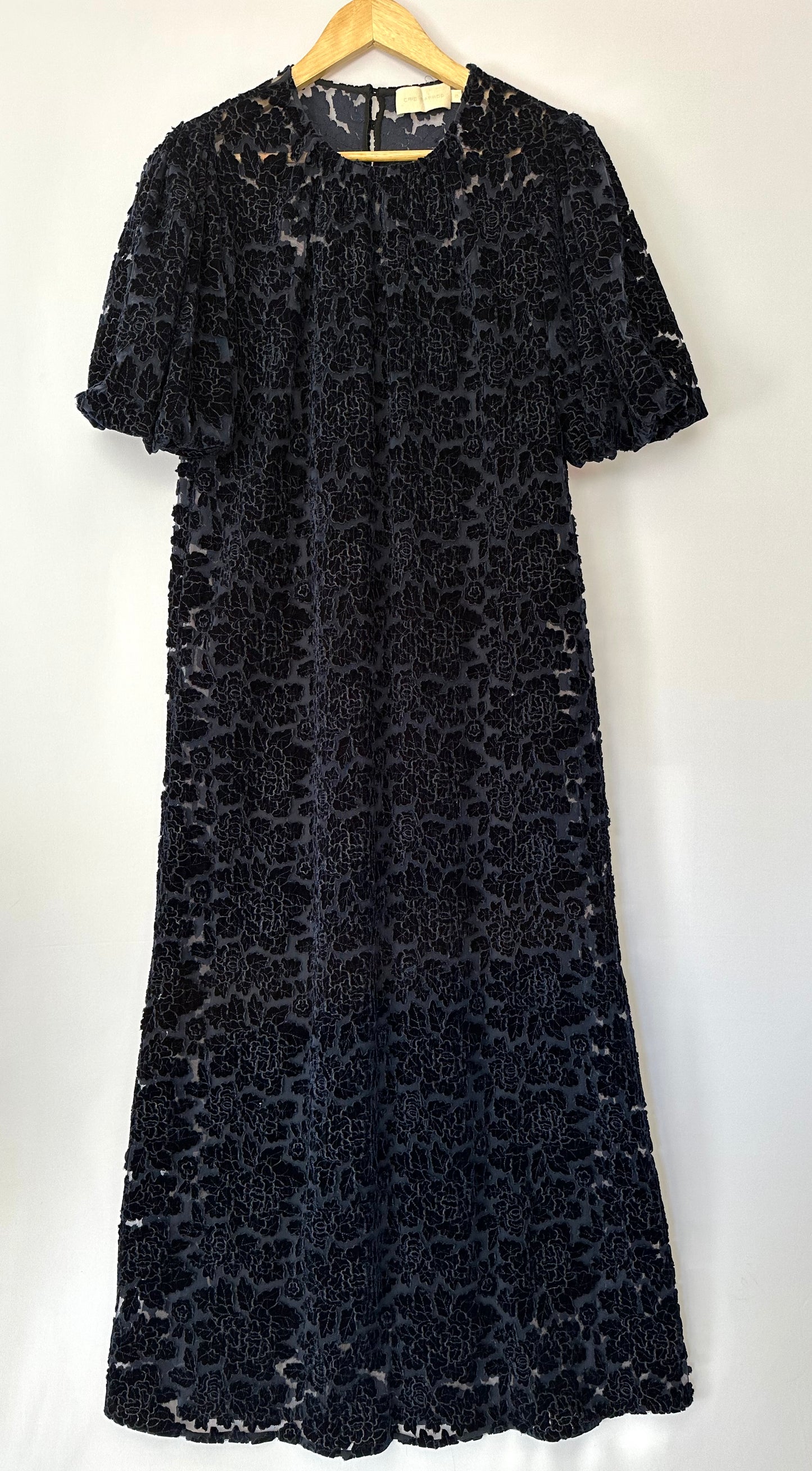 Cris Barros · vestido em tela com devore em veludo