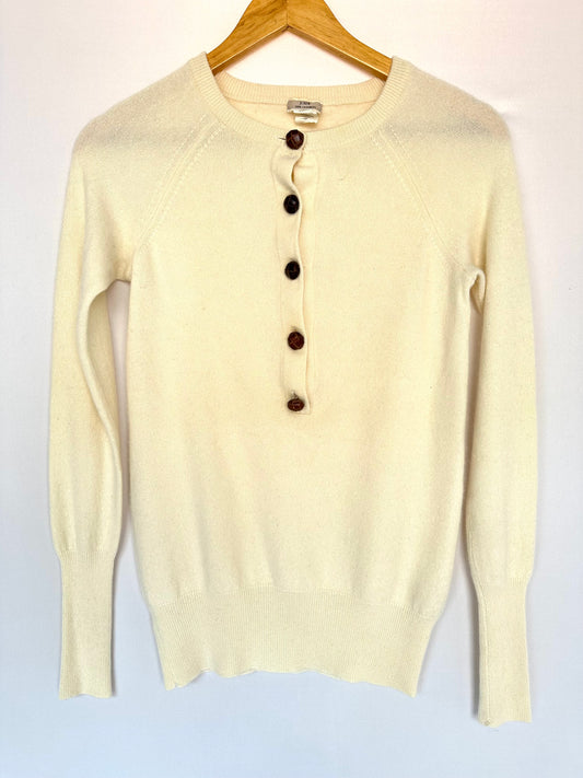 J. Crew · Cardigan com botão de couro