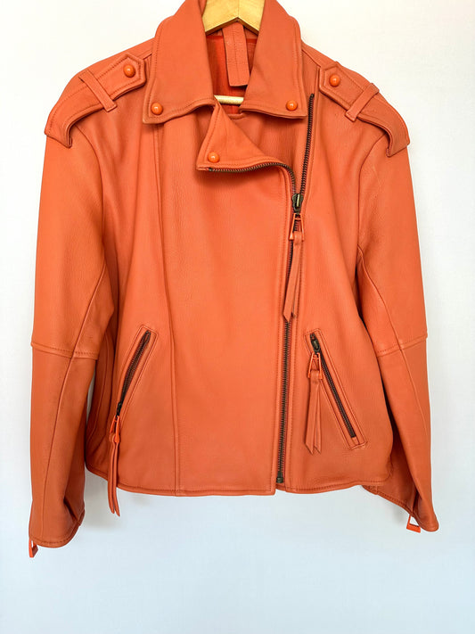 Animale · Jaqueta em couro coral estilo Biker