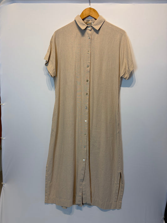 Min · Vestido em linho com botões – cinza – Tam. G