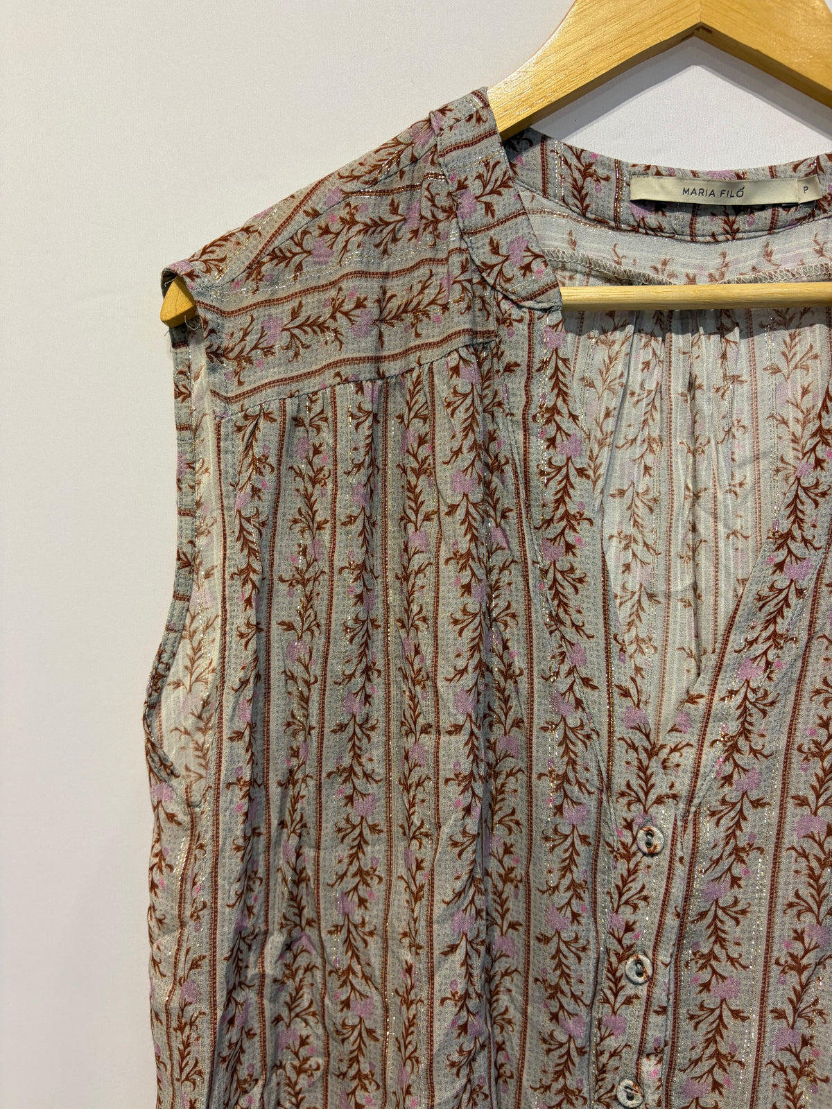 Maria Filó · Blusa com fios em lurex sem manga